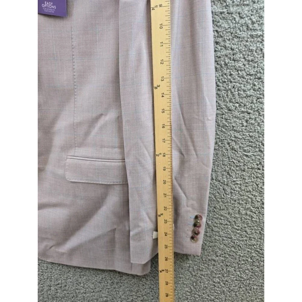Tayion Collection Regular-Fit Suit Jacket Men's 46L Pink Flap Pocket Long Sleeve